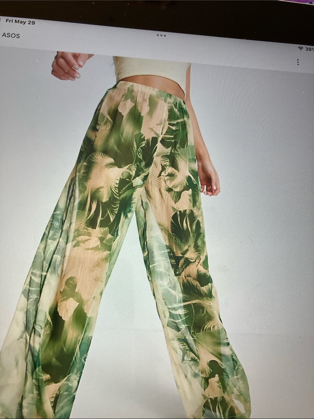 Top shop sheer Green and Cream beach cover up